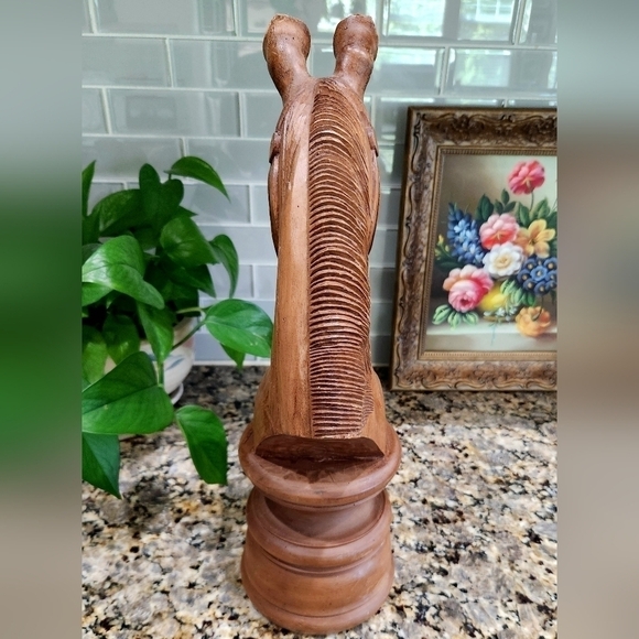 Vintage Hand Carved Wood Horse Head / Knight Chess Piece Sculpture - Picture 4 of 11